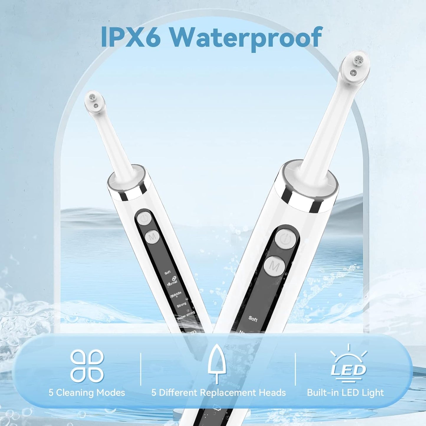 Dentist Tooth Polisher,Electric Tooth Polisher Professional with 5 Replacement Heads & Cleaning Modes, USB Rechargeable, Ipx6 Waterproof, Dental Polisher for Adults & Kids White.