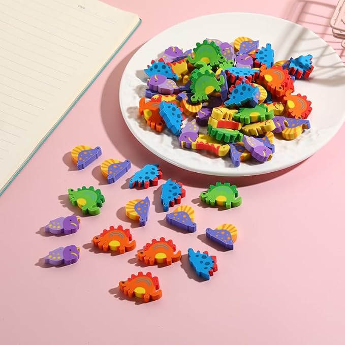 Kleeblatt Large Dinosaur Erasers for Kids Bulk, 60 PCS Big Large Fun Desk Pets for Kids Classroom, Treasure Box Prizes,Party Favors for Kids Goodie Bags, Back to School Gifts for Ages Over 3 Students