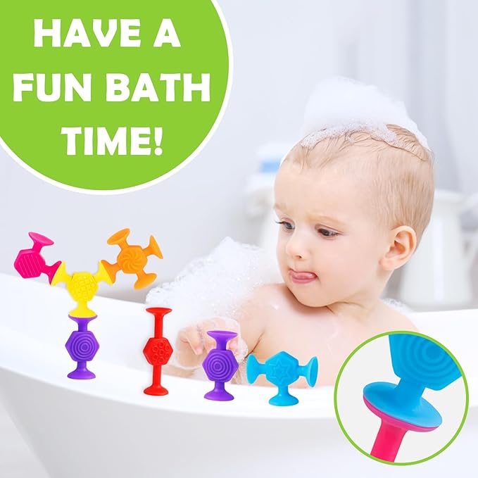 Toddler Textured Suction Cup Toys, 40 PCS Kids Bath Toys Ages 4-8, Sensory Sucker Toy for Baby Age 3, Travel Window Shower Bathtub Toy, Montessori Stress Release Ideal Gifts for Boys Girls