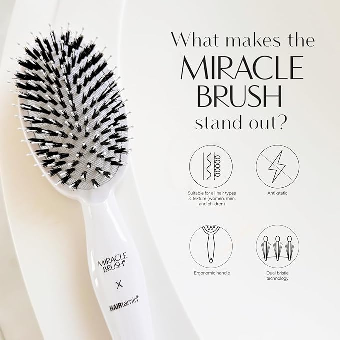 Hairtamin Hair Brush for All Hair Types | Paddle Brush for Blow Drying, Detangling, and Straightening | Anti-Static, Lightweight, and Ergonomic Design | Hair Brush for Men, Women, Kids, and Pets