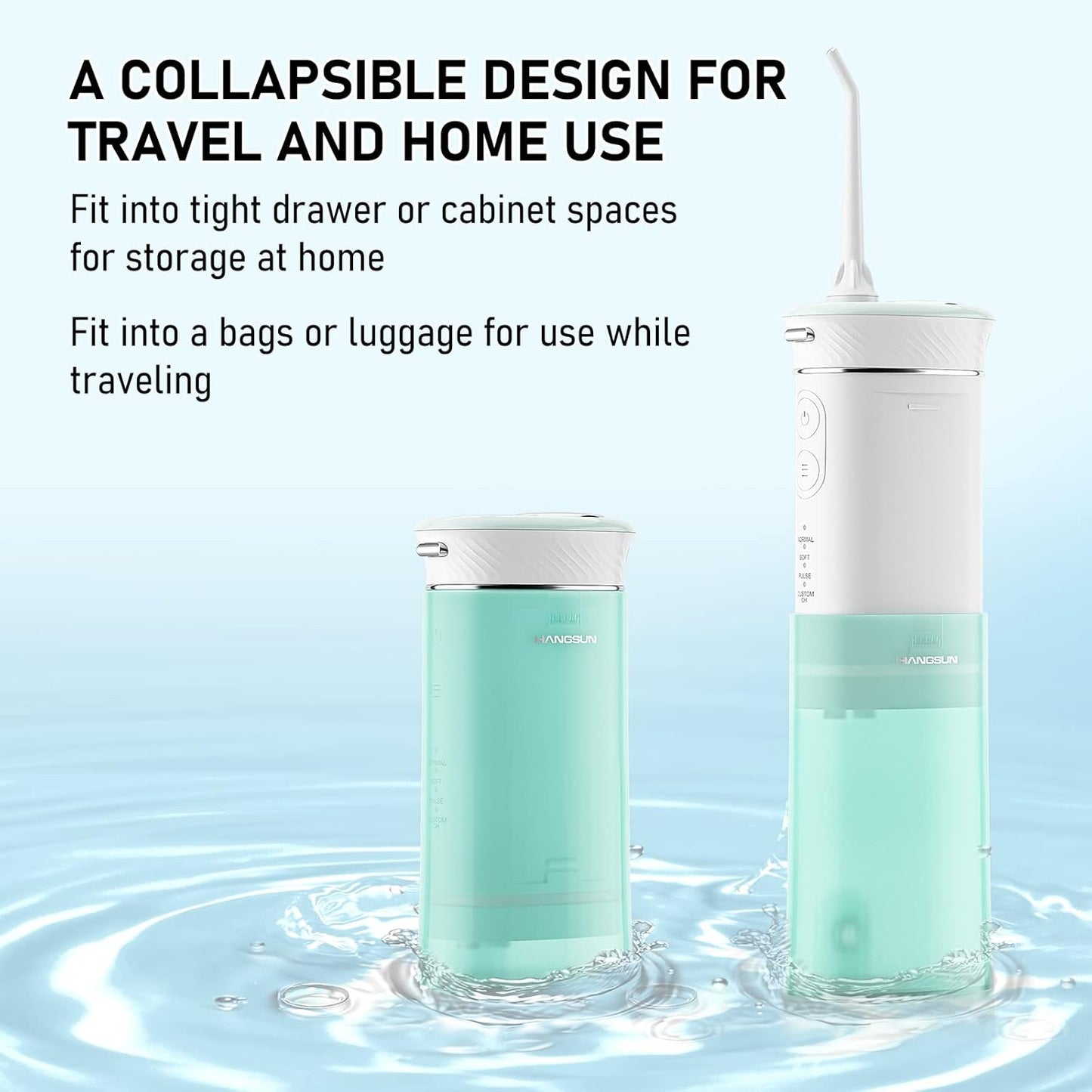 Hangsun Water Flosser Cordless Oral Irrigator Portable Teeth Cleaner HOC600 IPX7 Waterproof Electric Dental Flossers with DIY Modes 6 Jet Tips for Braces Care Travel and Home Use