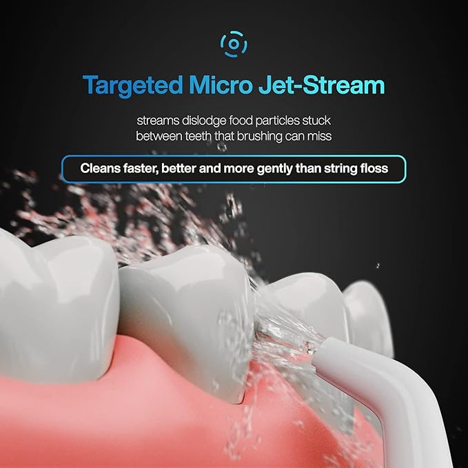 AquaSonic Aqua Flosser PRO | Professional Water Flosser with Large Capacity Reservoir | Oral Irrigator w/ 2 Modes, 10 Levels of Water Pressure, 4 Included Tips | Sleek & Compact