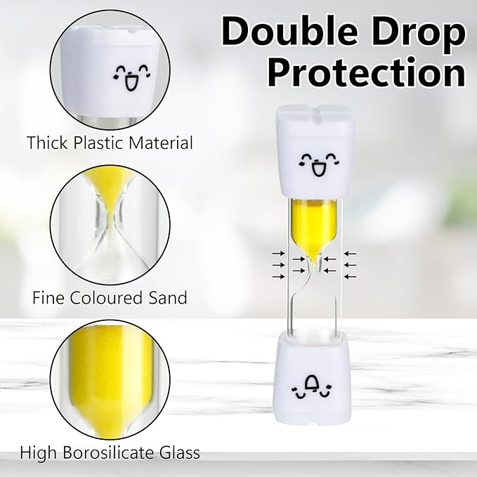 28PCS Brushing Teeth Timer Set, 7 Colors Colorful Hourglass Sand Clock,2mins Cute Smile Face Kids Sand Timer for Classroom Games Home Office,Smiling Toothbrush Timer for Kitchen Cooking, Decoration