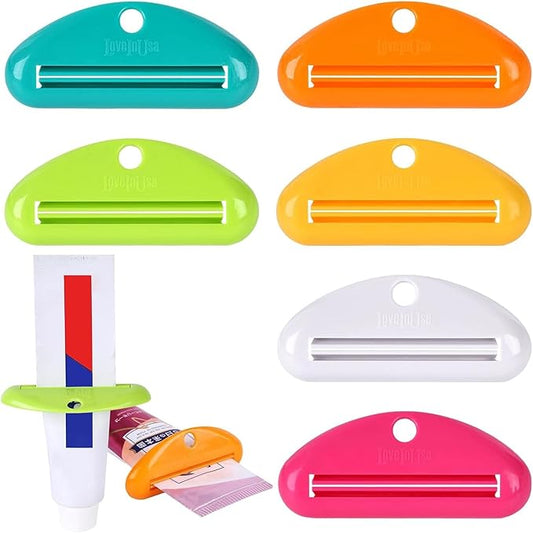LOVEINUSA 6PCS Toothpaste Tube Squeezer Dispenser, Tooth Paste Roller Squeezer Holder for Saving Toothpaste Facial Cleanser Creams, Multicolor