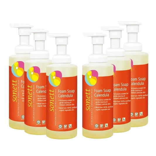 Sonett Organic Foam Soap Calendula for children liquid body care suitable for hands, face and body (Pack of 6) Certified Organically Grown