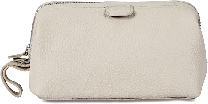 KomalC Premium Buffalo Leather Toiletry Bag for Men & Women – Leather Dopp Kit With Water resistant Lining, Premium Toiletry Travel Pouch, Unisex Wash Bag for Toiletries, Gifts for Men and Women