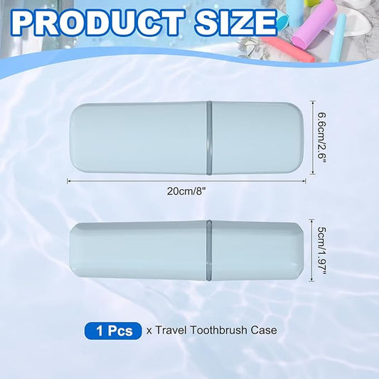 uxcell Travel Toothbrush Case, 7.9x2.6x2 Portable Travel Toothbrush Holder with Flat, Plastic Toothpaste Container for Bathroom, Gym, Business Trip, Camping, Sky Blue