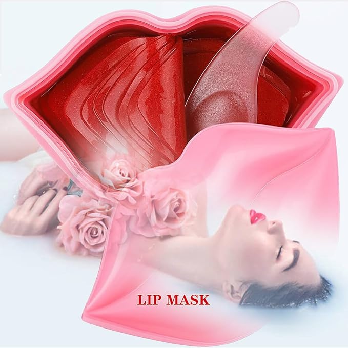 20PCS Collagen Lip Masks,Lip Care Lip Pads Great for Moisturizing,Nourishing & Firms Lip,Lip Sleeping Mask for Plumping Your Lips. (YUEHAO Lip Mask Red) (YUEHAO lip mask pink 125)