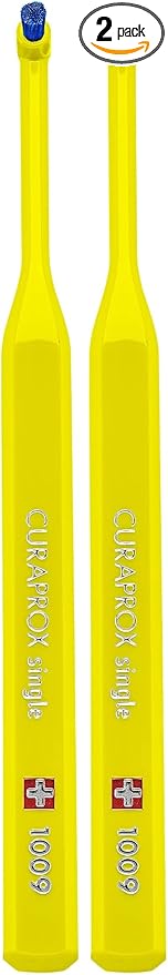 Curaprox CS 1009 Single Toothbrush – Braces, Implants and Isolated Teeth | Ultra-Soft Single Tuft | Targeted Gumline Cleaning (Pack of 2)