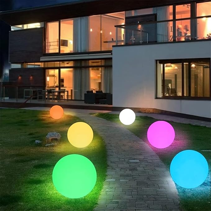 12-in LED Globe Orb Lamp, Dimmable RGB Color Changing Glowing Orb Lights Rechargeable Glowing LED Ball Light w/Remote, Waterproof Outdoor Globe Light Soothing Mood Lamp for Bedroom Garden Patio Decor