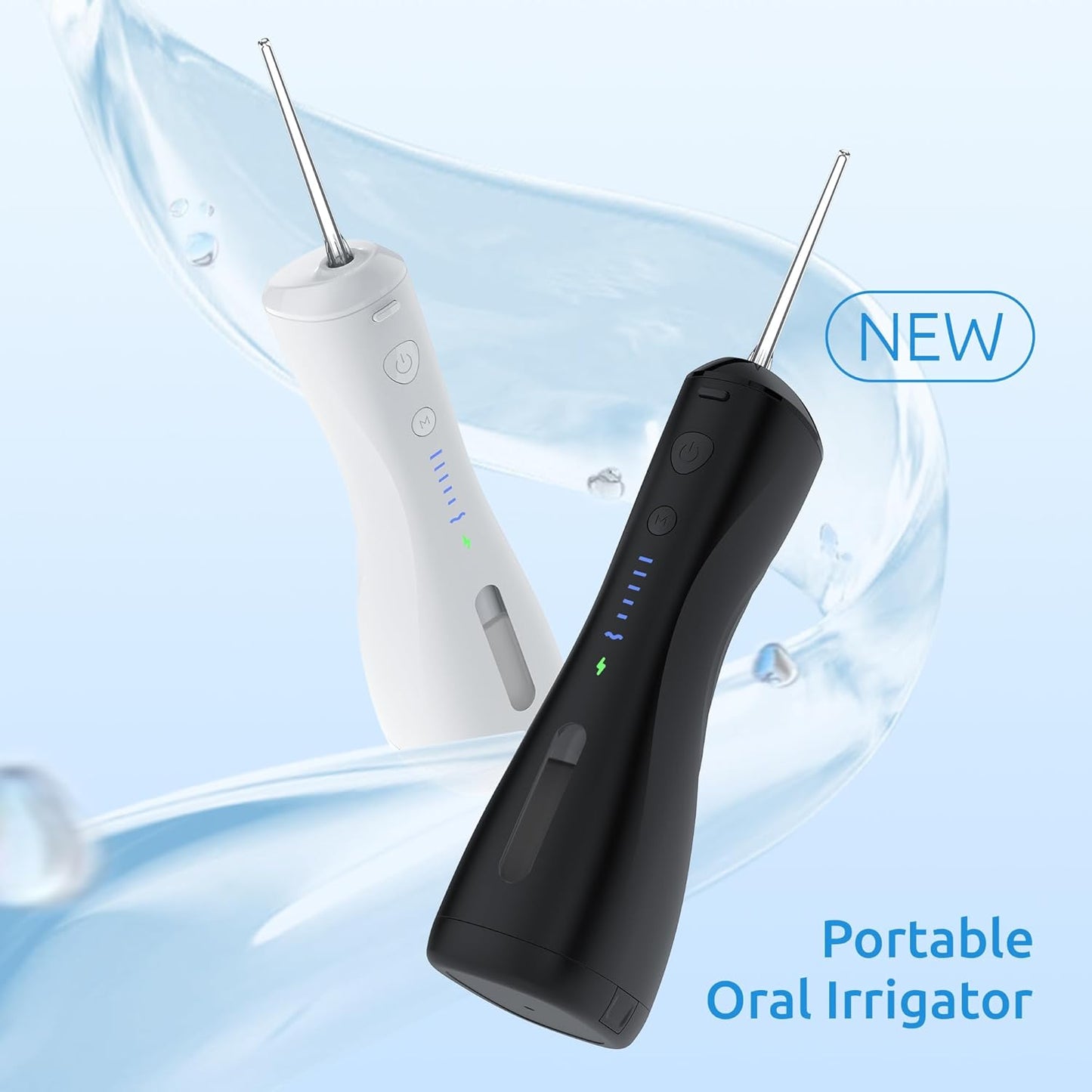 Water Flosser [Dental Cordless Portable] 6 Modes & IPX7 Waterproof Rechargeable Oral Irrigator Water Teeth Cleaner Floss Pick, Home Use WaterFlossers for Braces Bridges/Gum Care (White)