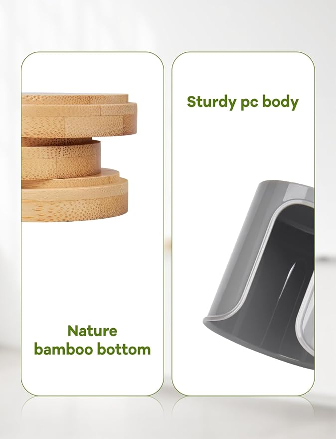 Bathroom Cup Dispenser - Small Cup Holder for Dixie 3 oz Bathroom Cups, Mouthwash Cups, 3 4 Ounce Cup Dispenser - PC/Bamboo, Grey, Pack of 1