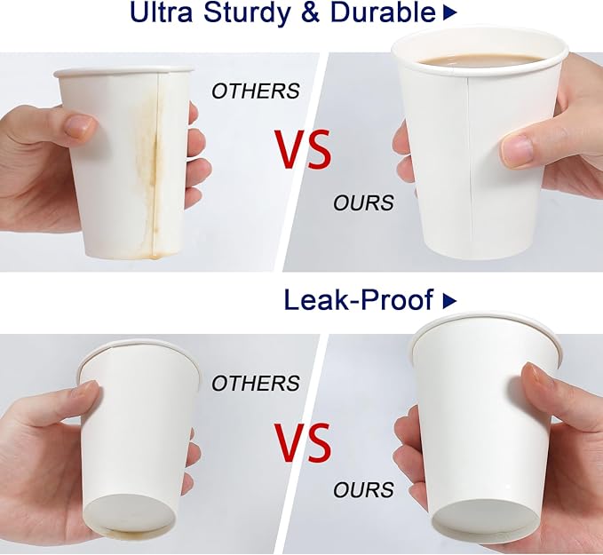 Lamosi 500 Count 12 oz Paper Coffee Cups, Disposable Paper Coffee Cups for Hot or Cold Drinks, 12 Ounce White Beverages Water Cups for Party, Picnic, Travel, Events