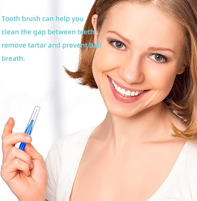 GOUWEIBA 100 pcs Braces Brush Disposable Interdental Brush Toothpick Dental Tooth Flossing Head Oral Dental Hygiene Flosser Dental Hygiene Flosser Tooth Cleaning Tools Oral Flossing Head (Blue+Red)