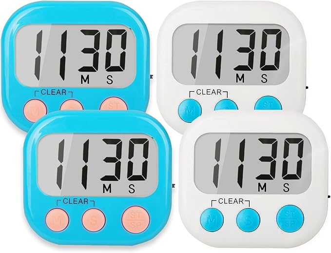 Classroom Timers for Teachers Kids Large Magnetic Digital Timer Teacher Supplies 4 Pack-Blue White