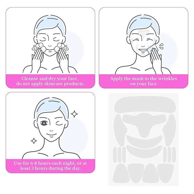 18pcs Facial Wrinkle Patches, Transparent Women Anti Wrinkle Facial Patches Suitable for Forehead Lines Frown Areas Smile Creases and Chin