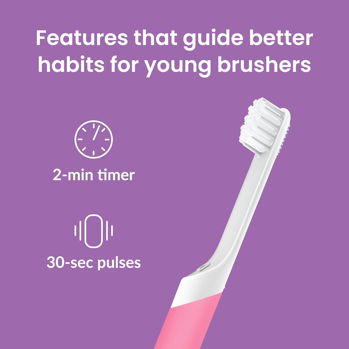 Quip Plastic Sonic Toothbrush for Kids Plus Extra Brush Head - GITD Pink (Glow in The Dark)