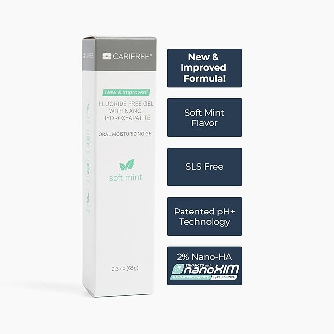 CariFree Fluoride Free Gel, Mint Flavored, Nano Hydroxyapatite Toothpaste, Neutralizes pH, Freshens Breath & Moistens Mouth, Dentist Recommended for Oral Care, (2.3 Ounce (Pack of 1), Soft Mint