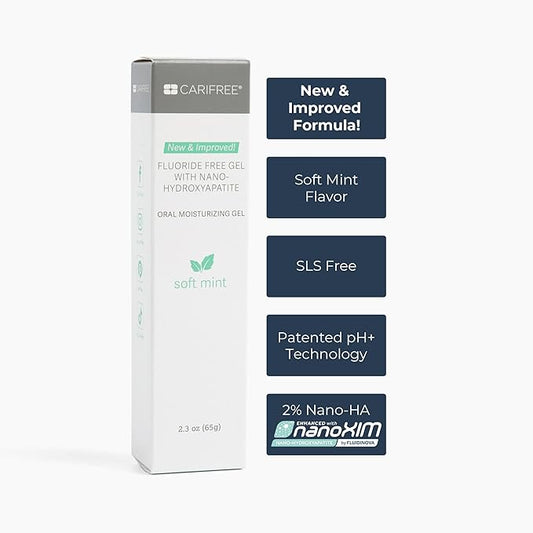 CariFree Fluoride Free Gel, Mint Flavored, Nano Hydroxyapatite Toothpaste, Neutralizes pH, Freshens Breath & Moistens Mouth, Dentist Recommended for Oral Care, (2.3 Ounce (Pack of 2), Soft Mint