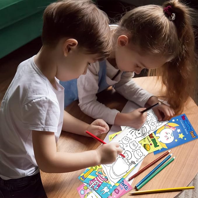 Dental Kids 24‑Pack 5″ × 7″ Mini Dental Coloring & Activity Books – 6 Pages Small Teeth Color Booklets | Classroom & Dental Party Favors, Birthday Goody Bag Gifts, Kids 3+