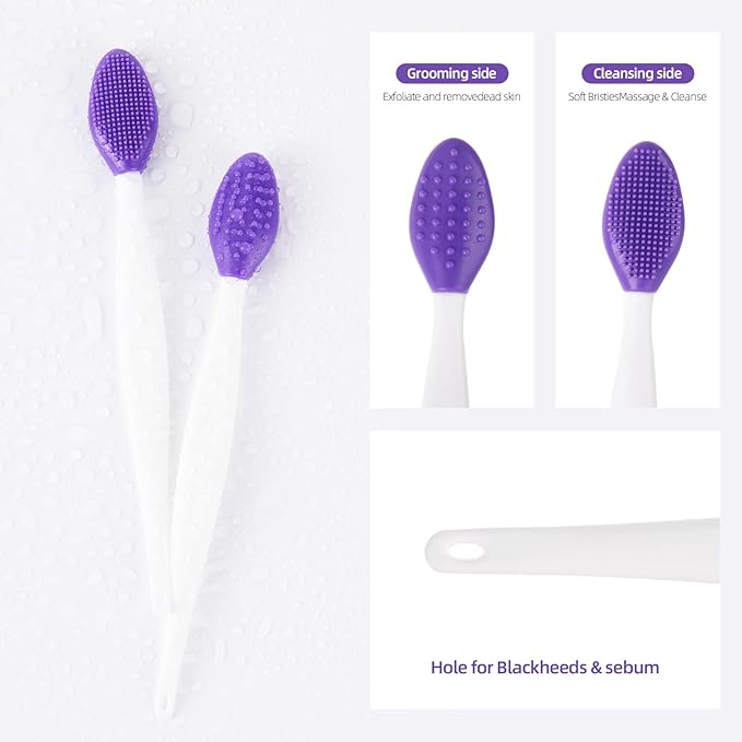 100 Pack Silicone Scrub Lip Brush, Double Side Lip Exfoliating, Nose Clean Blackhead Removal Brushes With Lip Exfoliator Scrubber Tool Wash Face Cleansing Brush