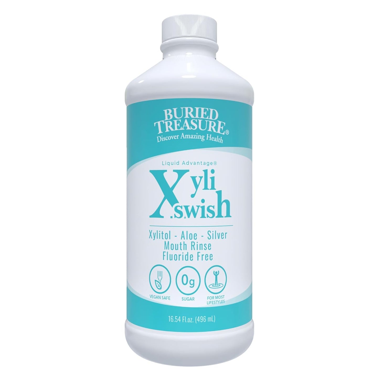 Xyli Swish - All Natural Formulated Nano Silver, Xylitol & Aloe Mouthwash - Alcohol and Fluoride Free - Oral Rinse to Fight Bad Breath & Dry Mouth - Peppermint Flavor - 16oz.