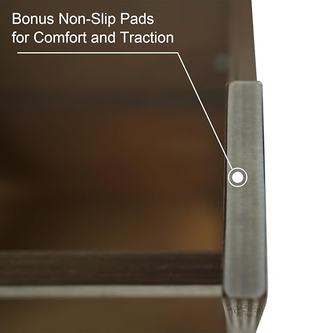 WOOD CITY Toddler Step Stool for Kids, Wooden Brown Two Step Children's Stool with Handles, Bonus Non-Slip Pads for Safety, Bathroom Potty Stool & Kitchen Step Stools Dual Height