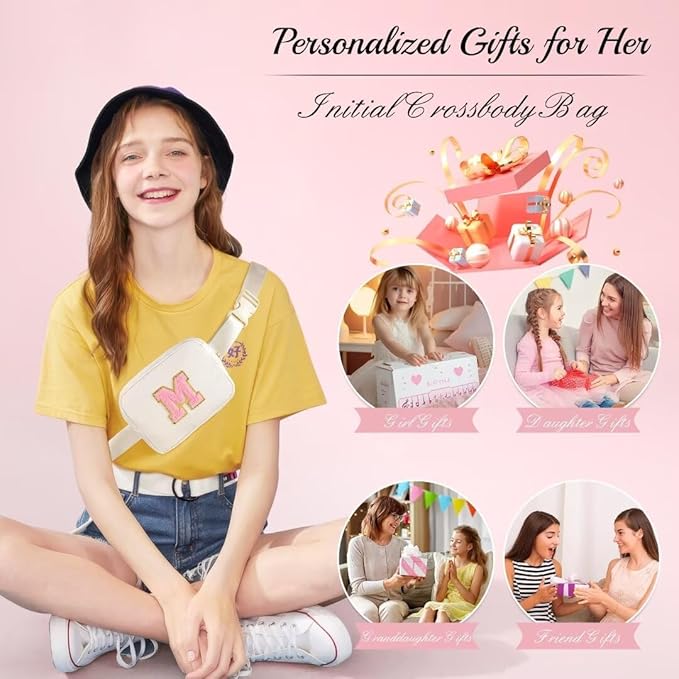 YOOLIFE Birthday Gifts for 4 5 6 7 8 9 10 11 12 13 14 Year Old Girls - Initial Fanny Pack Belt Bag Purse for Girls Teens Daughter Sister Niece, Personalized Trendy Stuff for Teen Girl Kids | Purple O