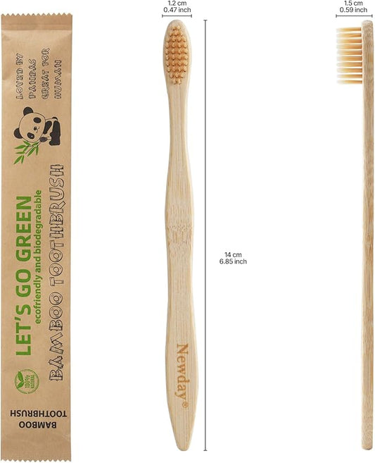 100 Pack Bamboo Toothbrushes Bulk, Individually Wrapped, BPA Free Soft Bristles Toothbrush for Adults, ECO Friendly Toothbrushes for Home Hotel Trips Travel Disposable Toothbrsuh (Primals Toothbrush)