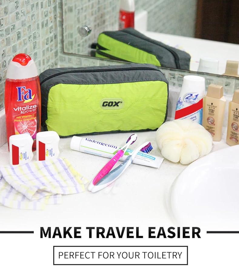 GOX Travel Toiletry Bag Dopp Kit Case Small Zippered Bag Pouch for Women(Green)