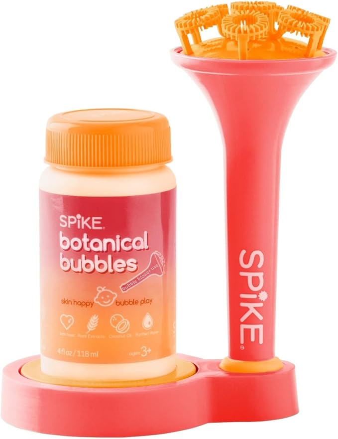 Innobaby Spike Bubble Blower with Mess Free Botanical Bubbles and Dipping Tray - Pink Color - Magic Wand Blows Oodles of Bubbles Without The Mess - Recommended for Speech, Visual & Motor Development