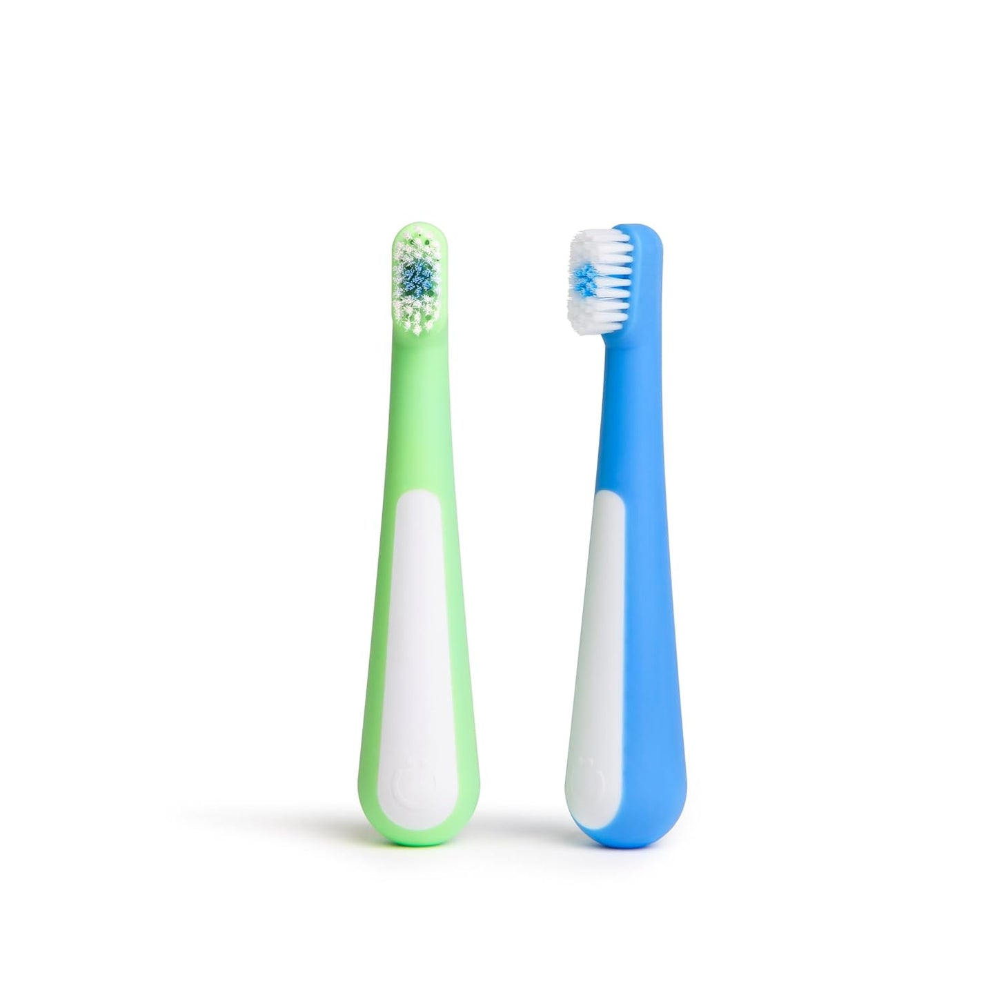 Ubbi Toddler Training Toothbrush Set, Soft Bristled & Gentle Manual Toothbrushes for Baby, Polaris Blue & Zest Green