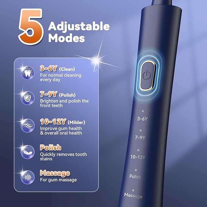 JTF Orthodontic Electric Toothbrush for Braces: 6 U-Shaped Soft Brush Heads, 5 Brushing Mode, 2Min Timer, IPX7 Waterproof, Deep Oral Clean, Rechargeable Sonic Toothbrushes for Tooth with Dental Device