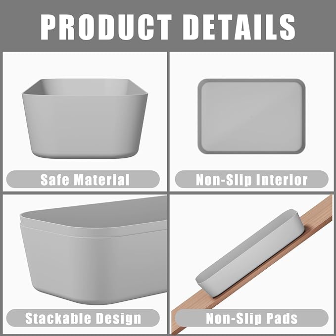 18 pcs Desk Drawer Organizer Tray, Multiple Sizes Plastic Drawer Organizer Storage, Stackable Organizer Containers For Makeup, Bedroom, Kitchen Gadgets Utensils and Office