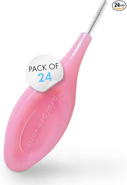 Smart Grip Interdental Brushes 0.40 mm – Pink – ISO 0 – Deep Cleaning Between Teeth – Ultra-Fine Dental Picks – 24 Pack