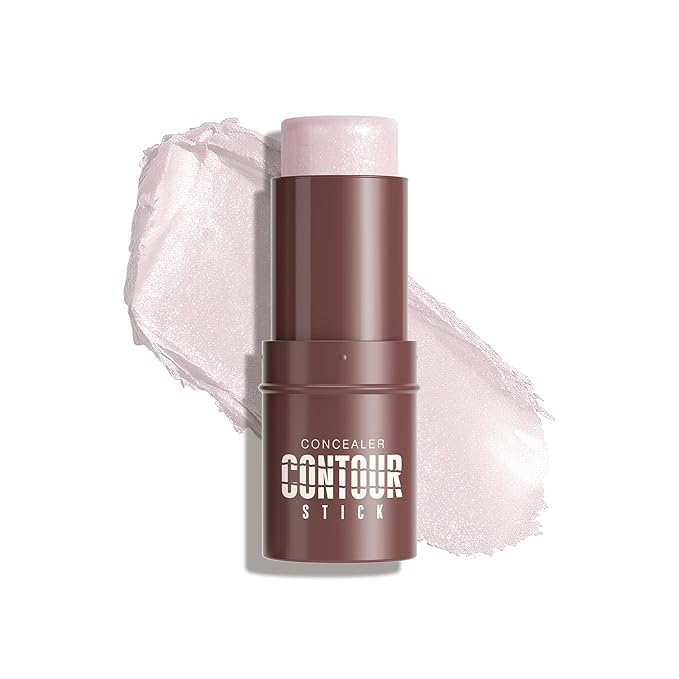 Highlighter Stick, Sheer Glow Cream Highlighter for Natural Radiant Skin, Blendable & Buildable Color, Non Caking, Long Lasting, SweatProof & Cruelty-Free, For All Skin Tones (01 Pearl Shimmer)