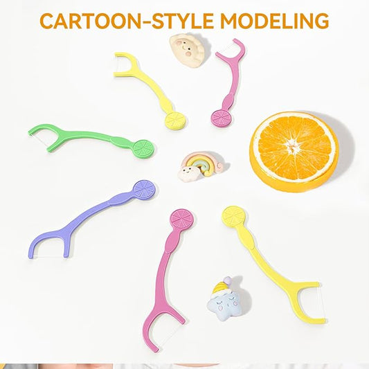 Super Deer Children's Dental Floss Sticks,120 Count, Individually Packaged, Ages 3+, Shred Resistant, Perfect for School, Travel & Playdates