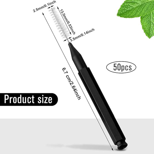 Patelai 50 Pieces Interdental Brush for Cleaner Braces Brush Toothpick Dental Tooth Flossing Head Oral Dental Hygiene Flosser Toothpick Cleaners Tooth Cleaning Tool(Black)