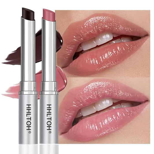 Honey Butter Lipstick Tinted Lip Balm, Shine Moisturizing Plumper Lipstick for Women, Natural Nourishing Hydrating Lip Gloss Stain for Dry Lips, Lightweight Lip Liner Care Makeup, Vegan - Black & Pink