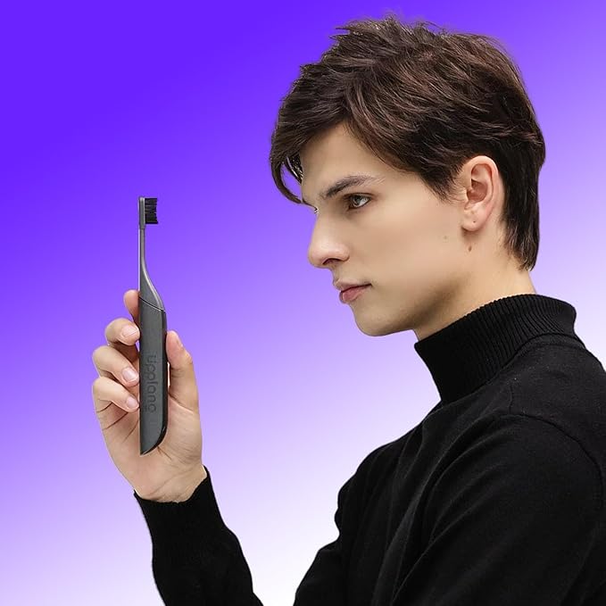 Electric Toothbrush, Portable Travel Sonic Toothbrush with Protective Case USB-C Rechargeable, Neutral Comfort Bristles, Waterproof, Smart Timer, Compact for Daily Use (Slate Gray)