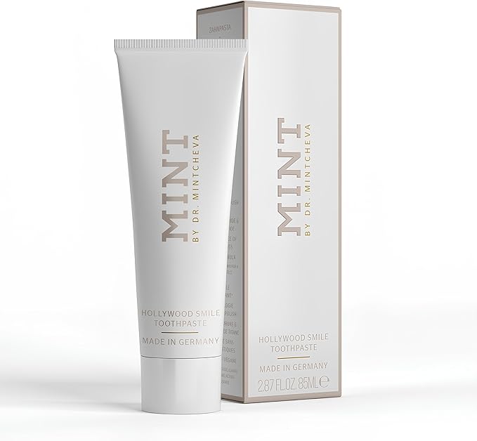 Mint Hollywood Smile Toothpaste (85 ml) - Innovative 2-Phase Formula with Whitening Booster - Fluoride-Free - MPT1 Ultra Polish Technology with Perlite - Pap Technology for Gentle Whitening - Vegan
