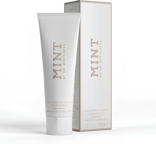 Mint Hollywood Smile Toothpaste (85 ml) - Innovative 2-Phase Formula with Whitening Booster - Fluoride-Free - MPT1 Ultra Polish Technology with Perlite - Pap Technology for Gentle Whitening - Vegan