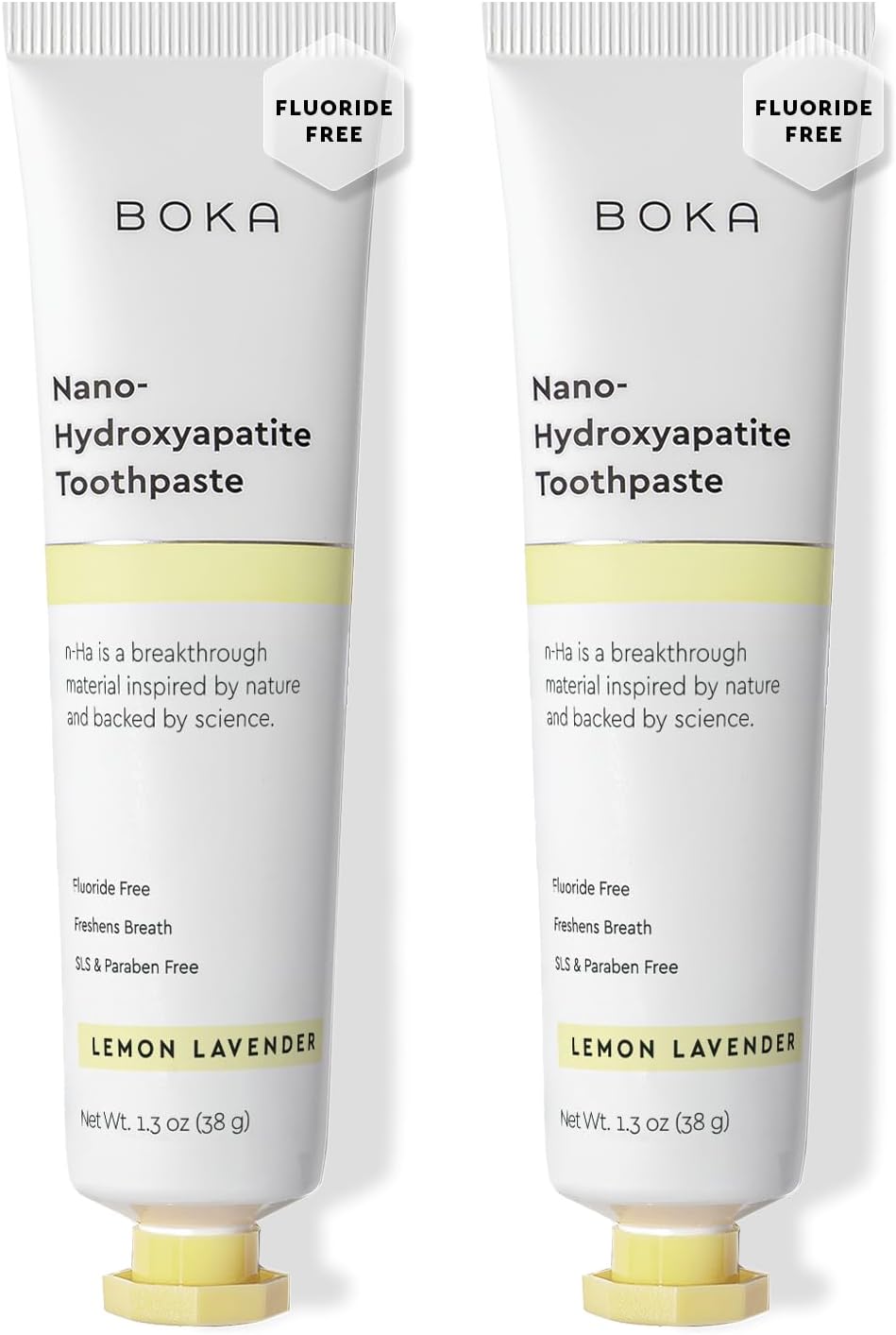 Boka Fluoride Free Toothpaste, Nano Hydroxyapatite Toothpaste, Appropriate for Sensitive Teeth - for Adult, Kids Oral Care - Lemon Lavender Flavor, 1.3 Fl Oz 2Pk US Manufactured