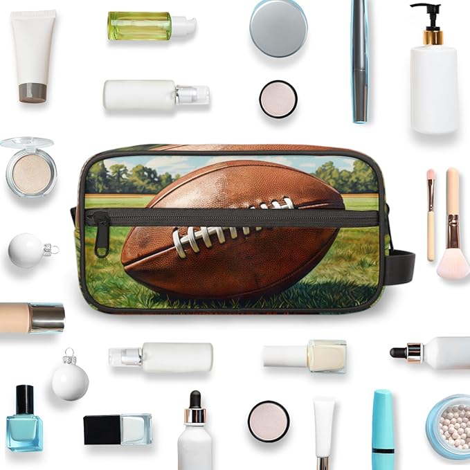 Rugby Ball Boys Travel Toiletry Bag Waterproof Wash Bag Shower Shaving Bag Cosmetic Organizer Makeup Bag Portable Toiletries Accessories for Women Men Rugby