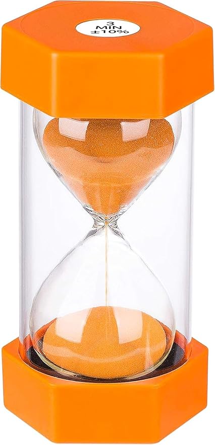 Sand Timer 3 Minute Hourglass Timer: Plastic Sand Watch 3 Min, Large Orange Sand Clock 3 Minutes, Colorful Hour Glass Sandglass Timer for Kids, Games, Classroom, Kitchen, Decoration