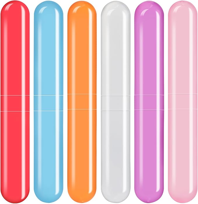 6 Pack Travel Toothbrush Case, Breathable Portable Toothbrush Holder, Plastic Toothbrush Cover Container for Traveling, Bathroom, School, Home, Business, Camping