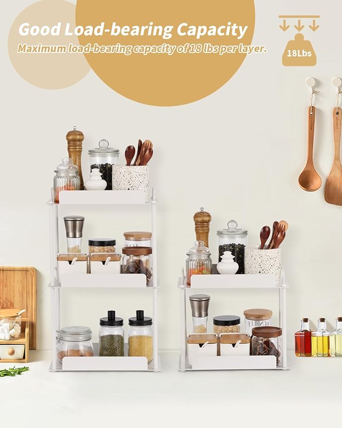 KATHY&BOB Bathroom Countertop Organizer, Make-up Desk Organization, Dressing Shelf Desktop Storage for Bathroom Cosmetic Dorm Kitchen Living Room, Multipurpose Cubicle Display Rack (White, 3 Tiers)