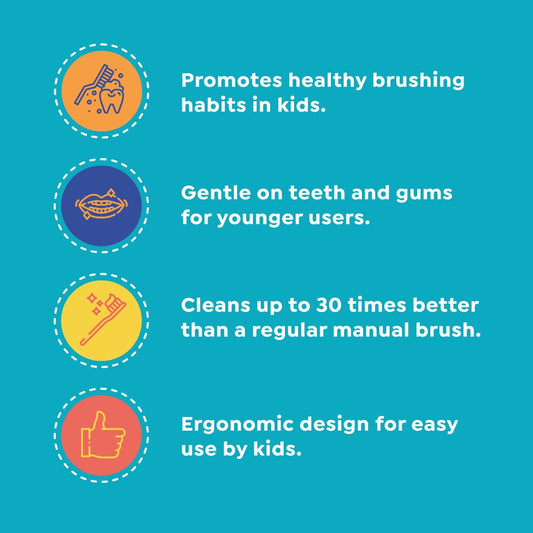 SuperMouth® SuperBrush Jr.® Kids Manual Toothbrush – Soft Patented SuperBristles® Clean Baby Teeth 30X Better, Gentle Plaque Removal, Augmented Reality Teaches Proper Brushing
