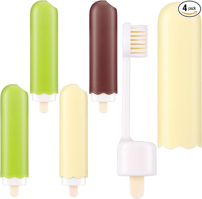 Patelai 4 Pieces Travel Toothbrush Set, Soft Bristle Mini Foldable Tooth Brush with Case, Individually Wrapped Small Portable Travel Size Toiletries Stuff for Camping (Vivid Color)