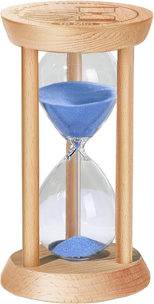 SuLiao Wooden Sand Timer 10 Minute Hourglass, Wood Blue Sand Clock, Small Watch 10 Min Timer, Hour Glass Sandglass for Home, Reloj De Arena, Office, Decorative, Game, Classroom